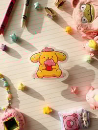 Image 4 of Ultra Glossy Glitter Pom Pom Purin Puppy Vinyl Sticker