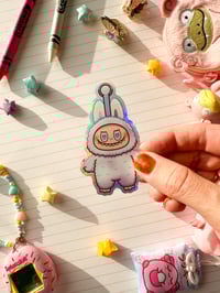 Image 3 of Holographic Luck Labubu Monster Vinyl Sticker