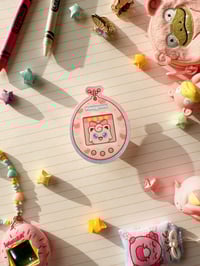 Image 3 of Ultra Glossy Pink Jigglypuff Tamagotchi Vinyl Sticker