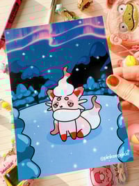 Image 3 of Pink Hisuian Zorua in Snow Full Art Mini Art Print 7 x 5 inch