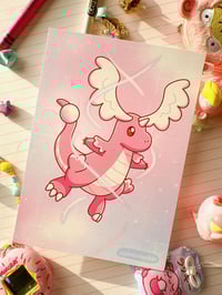 Image 3 of Pink Mega Dragonite Full Art Mini Art Print 7 x 5 inch