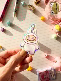 Image 5 of Holographic Luck Labubu Monster Vinyl Sticker
