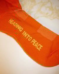 Image 3 of "Heading Into Peace" Multisport Orange Crew Socks