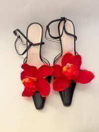 Image 2 of sample red orchid shoe clips