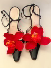 Image 3 of sample red orchid shoe clips