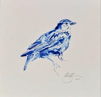 Image 2 of Woodlark,  original blue ink drawing
