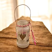 Image 1 of Wildflower Rustic Heart Candle Holder - Large Jar