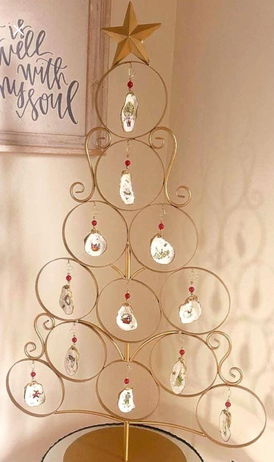 Image of 12 Days of Christmas Oyster Shell Ornaments (set of 12)