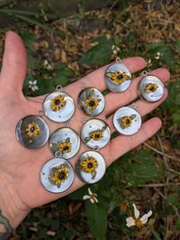 Image 1 of 3D Sunflower and Mustard Seed Pendants
