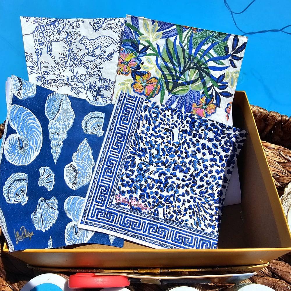 Image of DIY Decoupage Oyster Shell Kit: Coastal Boho Ring Dish Craft