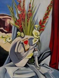 MOTEL WINDOW VALENTINE ORIGINAL OIL PAINTING