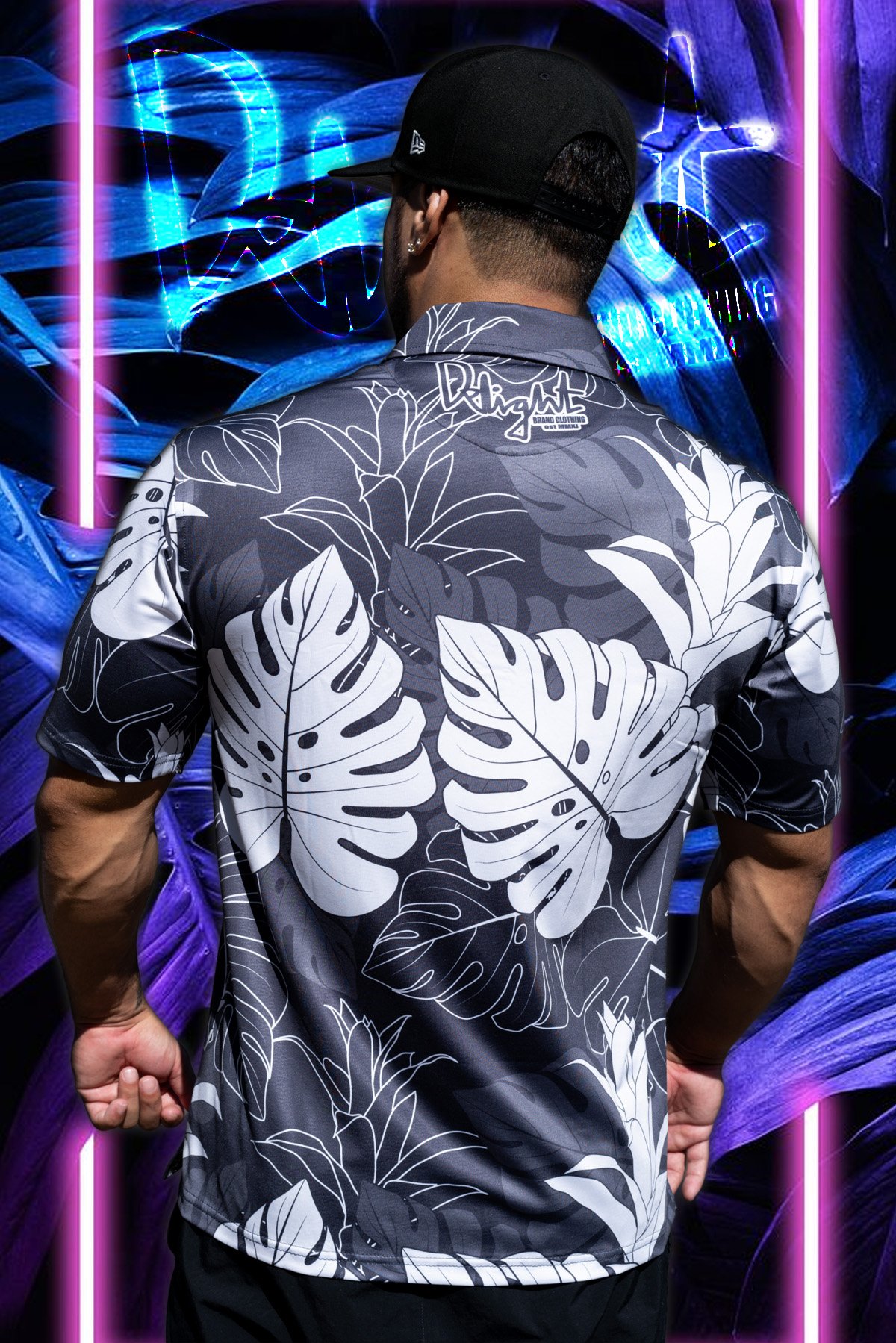 Shadow Grey/White - Monstera Tropix Polo