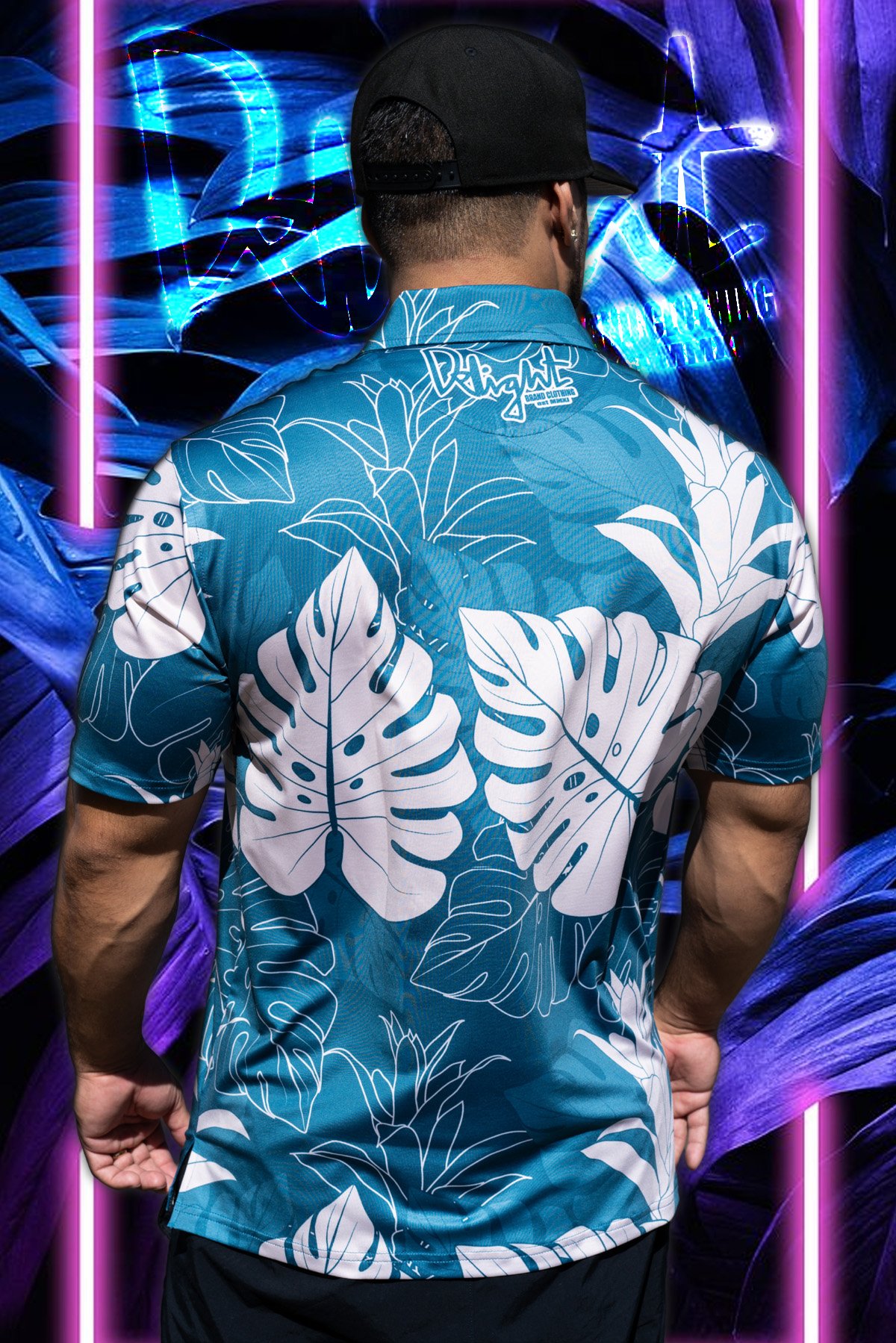 Sky Blue/Teal/White - Monstera Tropix Polo