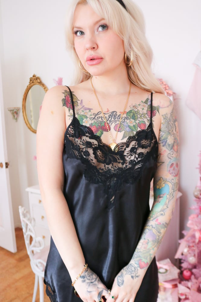 Image of Vintage 1980s Victoria's Secret Gold Label Perfect Little Black Slip (Petite)