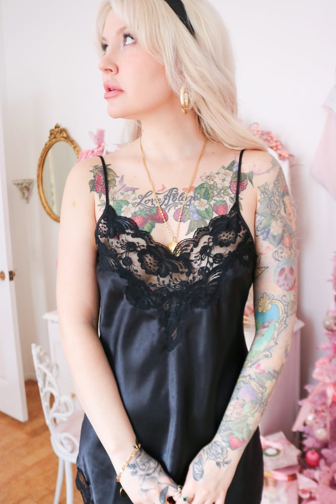 Image of Vintage 1980s Victoria's Secret Gold Label Perfect Little Black Slip (Petite)