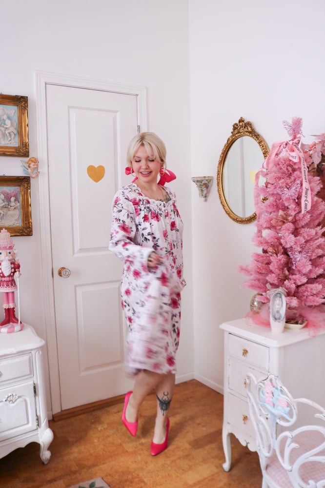 Image of Cozy Secret Treasures Floral Long Sleeve Winter Nightgown (XL) 