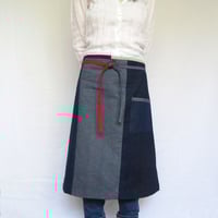 Image 2 of Was £118 now £88.50. One of a Kind Denim Patchwork Waist Apron, Upcycled Fabric Offcuts No16:1
