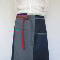 Image 5 of Was £118 now £88.50. One of a Kind Denim Patchwork Waist Apron, Upcycled Fabric Offcuts No16:1