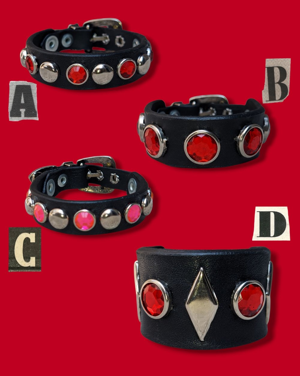 Crimson Pulse Leather Cuffs