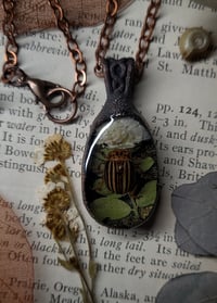Image 4 of Beetle and Floral Pendant