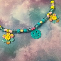Image 4 of Triple Smiley Face Flowers Kandi Necklace