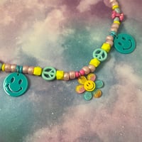 Image 2 of Triple Smiley Face Flowers Kandi Necklace