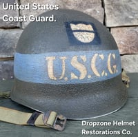 Image 1 of WWII United States Coast Guard (USCG) Helmet. M-1 Helmet. Normandy.