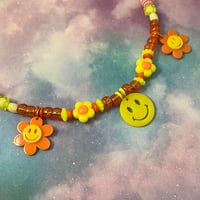 Image 6 of Triple Smiley Face Flowers Kandi Necklace