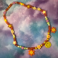 Image 5 of Triple Smiley Face Flowers Kandi Necklace