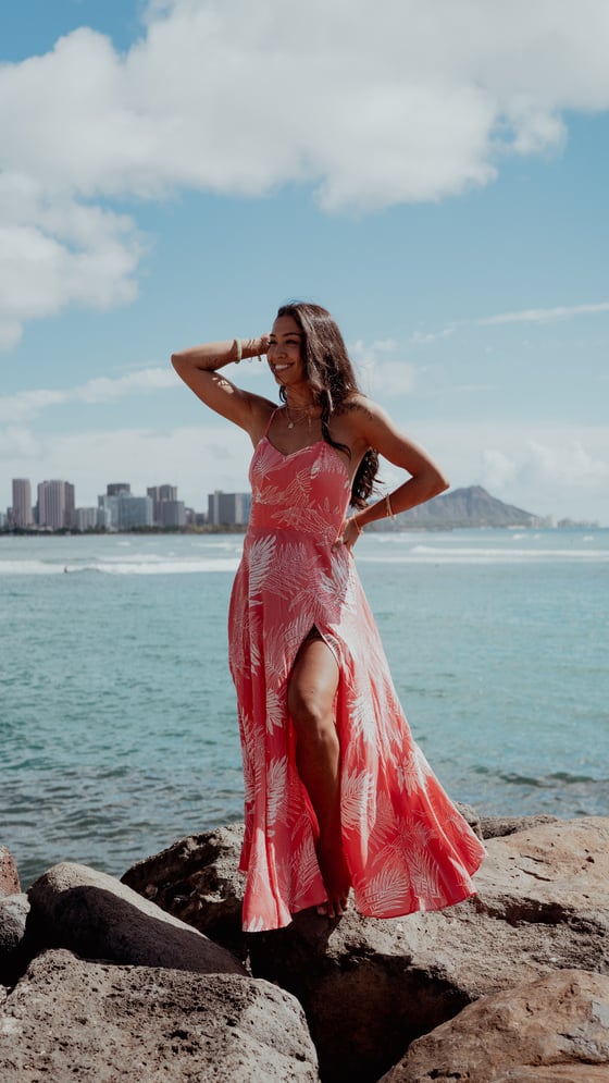 Image of Hapu'u Coral Wrap Dress 