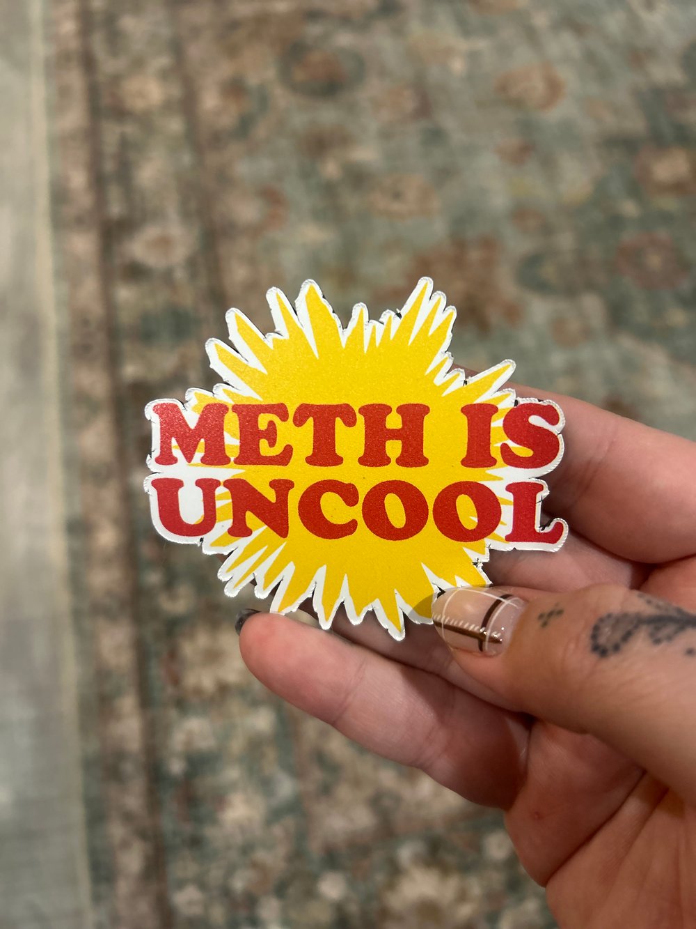 Image of Meth is Uncool Sticker or Magnet - Anti-Drug Humor Parody
