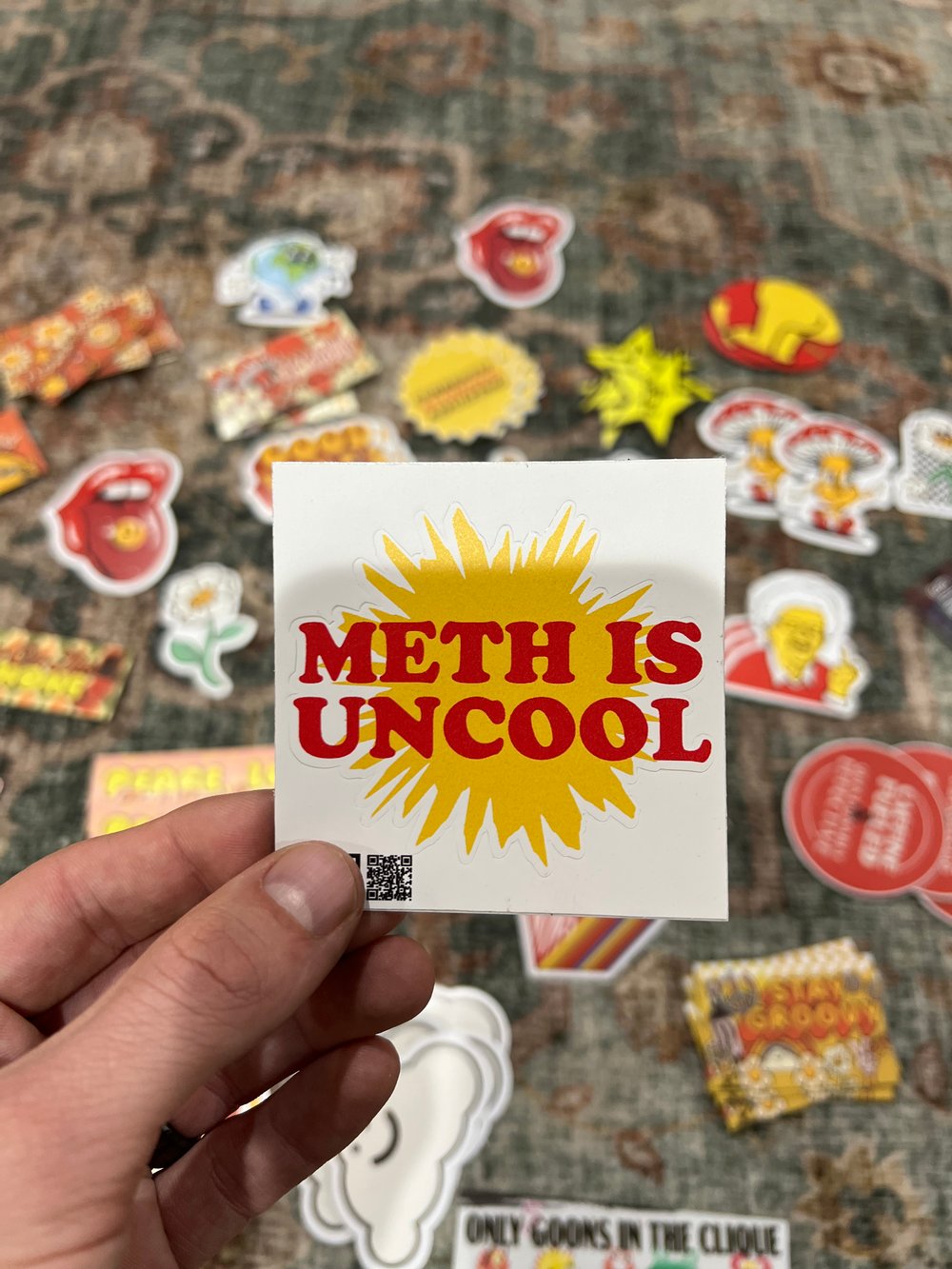 Image of Meth is Uncool Sticker or Magnet - Anti-Drug Humor Parody