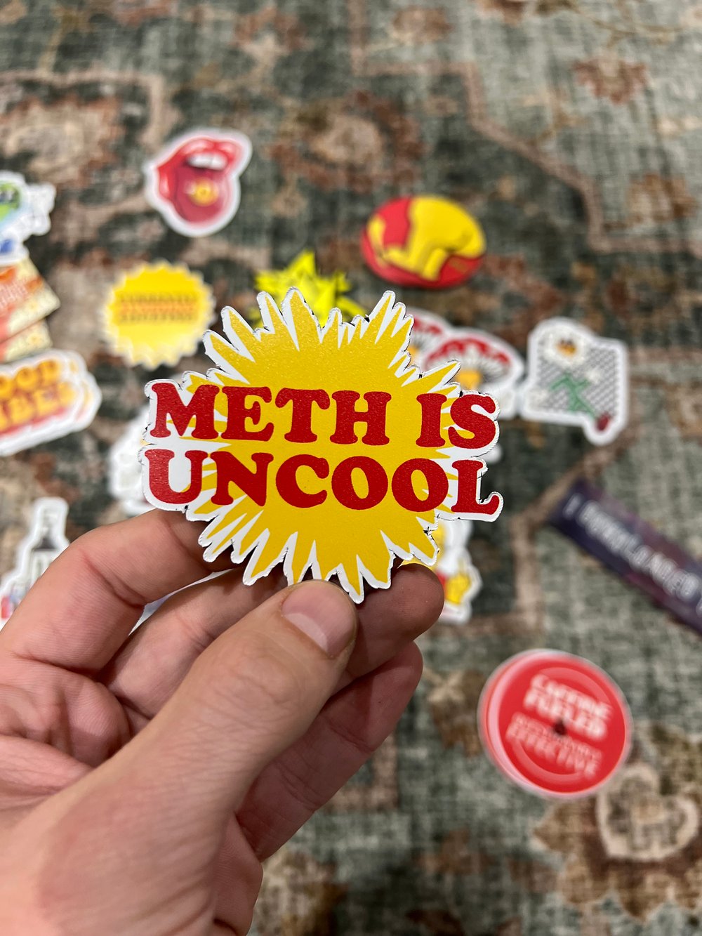 Image of Meth is Uncool Sticker or Magnet - Anti-Drug Humor Parody