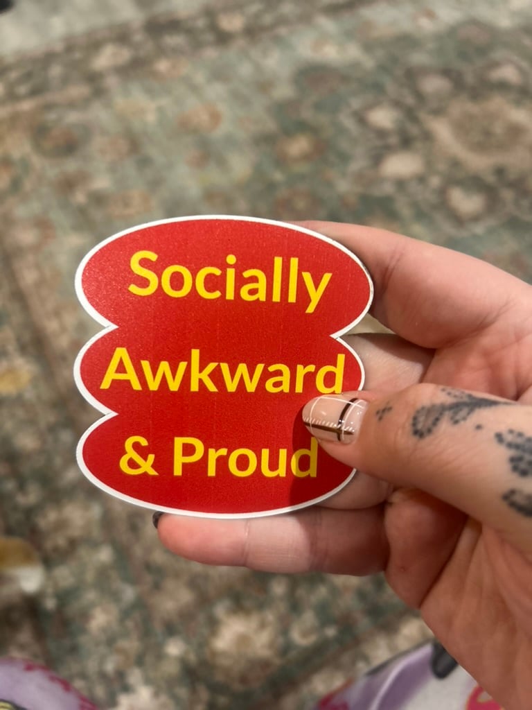 Image of Socially Awkward & Proud Sticker or Magnet - Introvert Humor Gift