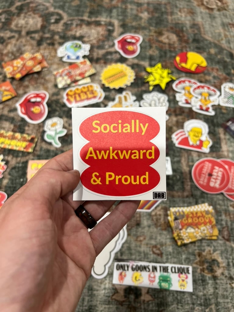 Image of Socially Awkward & Proud Sticker or Magnet - Introvert Humor Gift