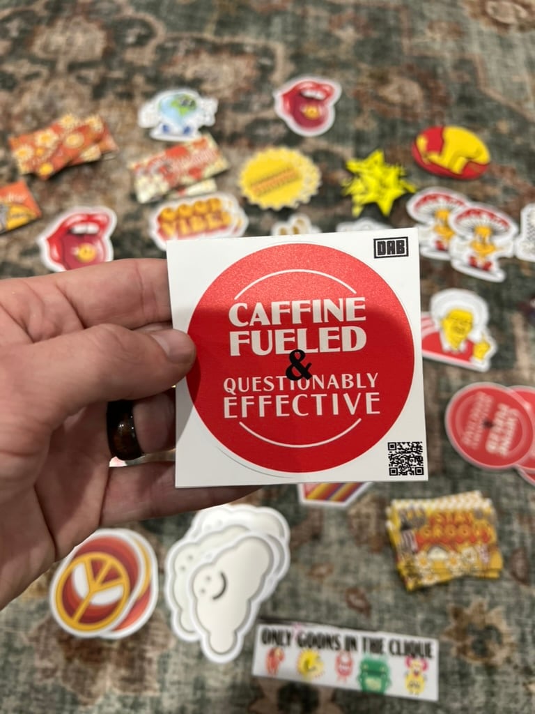 Image of Caffeine Fueled & Questionably Effective Sticker or Magnet - Coffee Lover Humor
