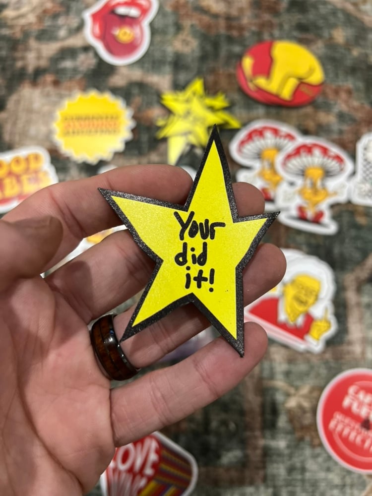 Image of You Did It! Gold Star Sticker or Magnet - Encouragement Motivation Gift