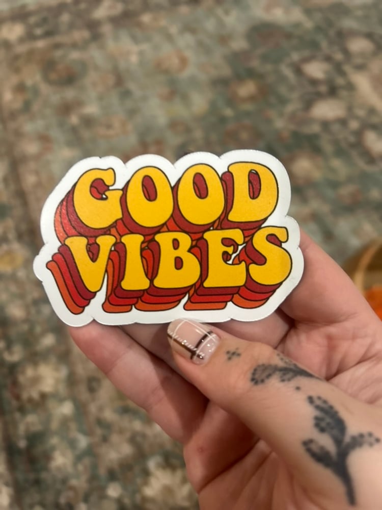 Image of Good Vibes Retro Sticker or Magnet - '70s Groovy Positive Energy