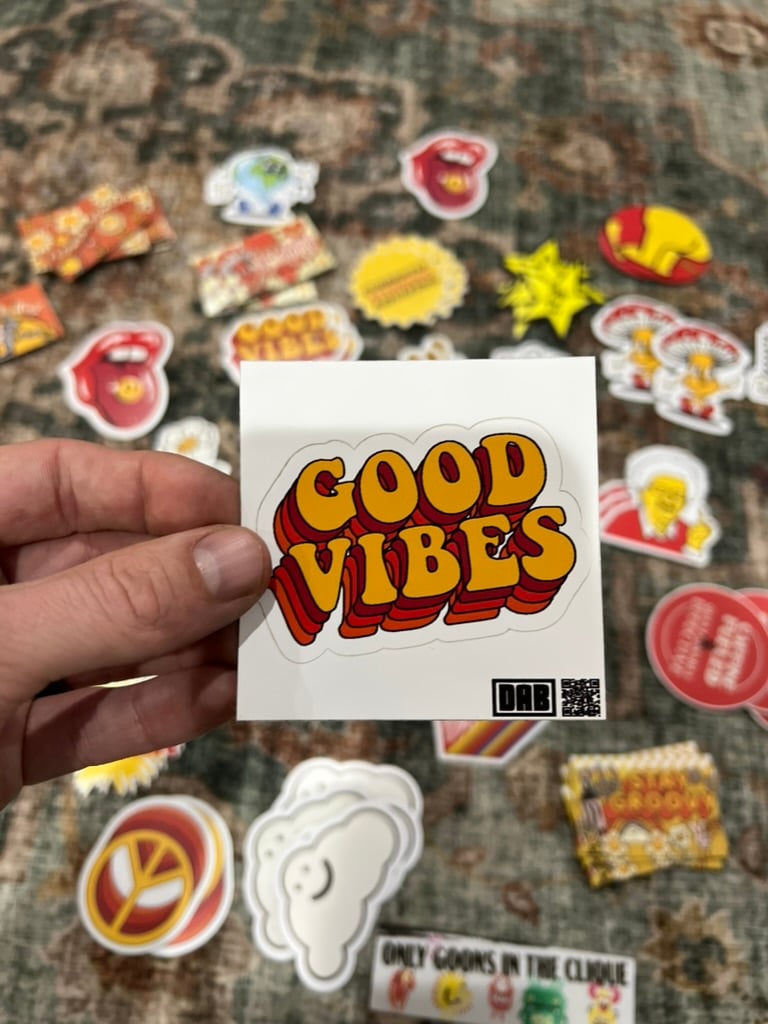 Image of Good Vibes Retro Sticker or Magnet - '70s Groovy Positive Energy