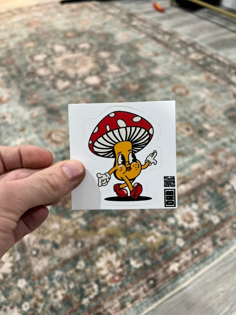 Image of Groovy Mushroom Character Sticker or Magnet - Retro Psychedelic Cartoon