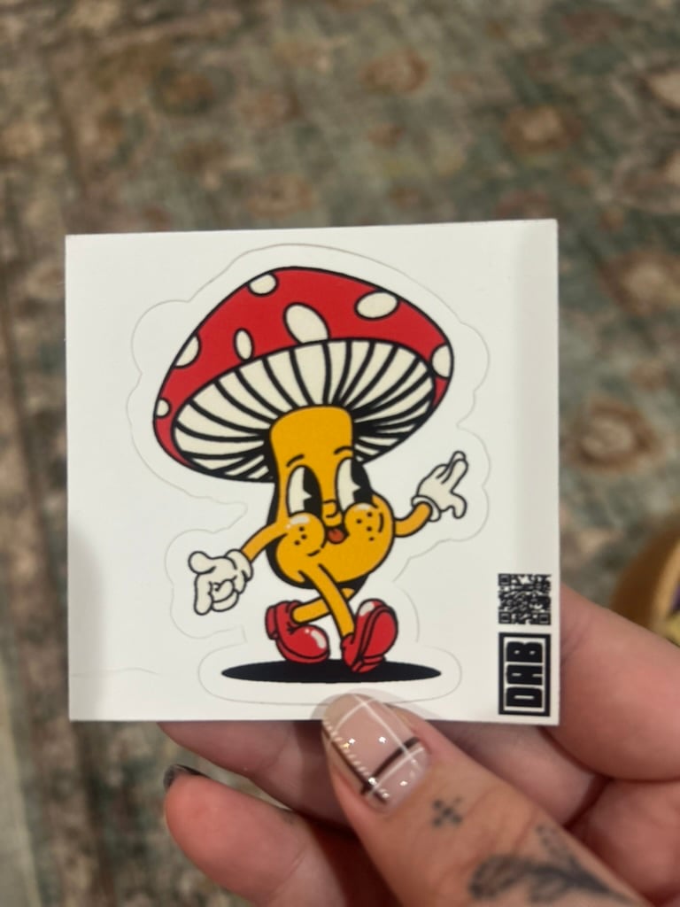 Image of Groovy Mushroom Character Sticker or Magnet - Retro Psychedelic Cartoon
