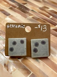 Image 1 of Ceramic Dice Stud Earrings