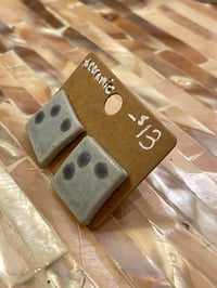 Image 2 of Ceramic Dice Stud Earrings