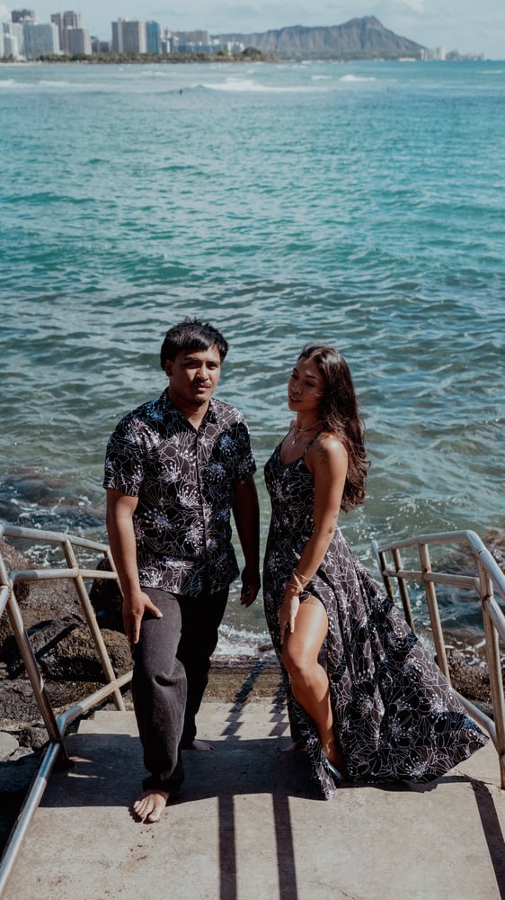 Image of Pua Aloalo Black Aloha Shirt 