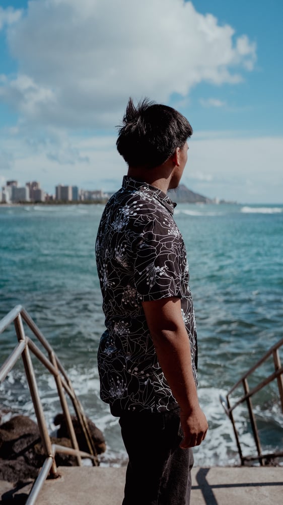 Image of Pua Aloalo Black Aloha Shirt 