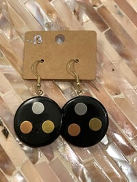 Image 2 of Tri-Color Dotted Dangle Earrings