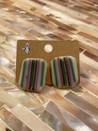 Image 1 of Striped Tile Stud Earrings