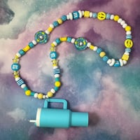 Image 1 of Blue Stanley Cup Kandi Necklace Chapstick Holder