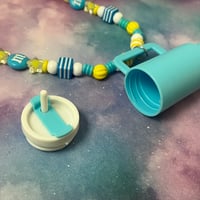 Image 2 of Blue Stanley Cup Kandi Necklace Chapstick Holder