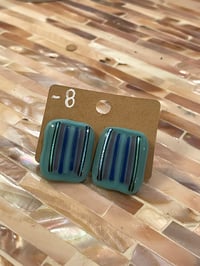 Image 2 of Striped Tile Stud Earrings